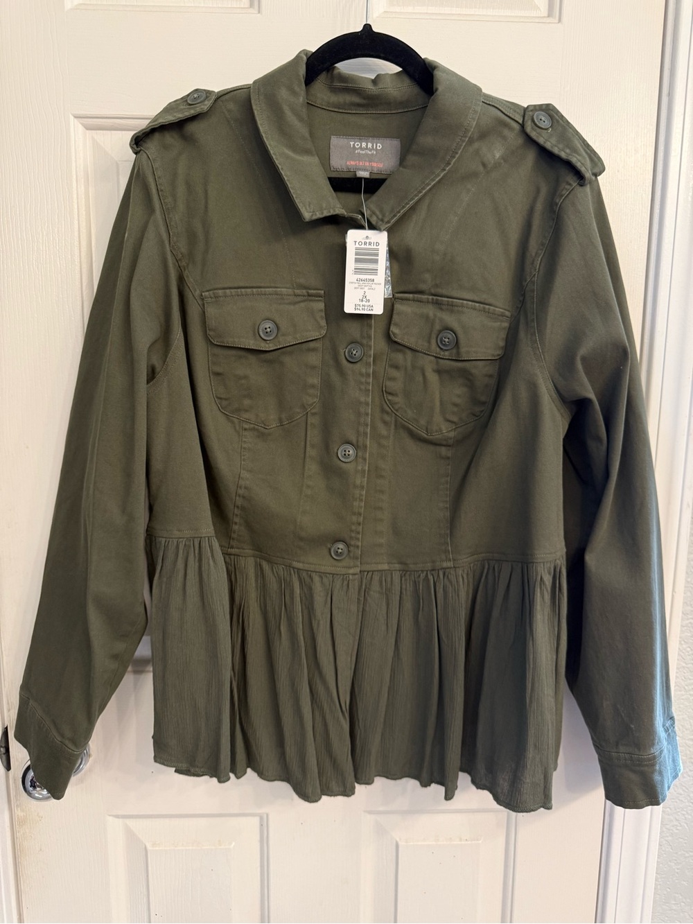 torrid Olive Green Military Peplum Jacket